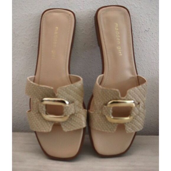 Madden Girl ELLI05J1 Women Sz 8.5M Natural/Beige Raffia Elliot Slide Sandals - Picture 2 of 9